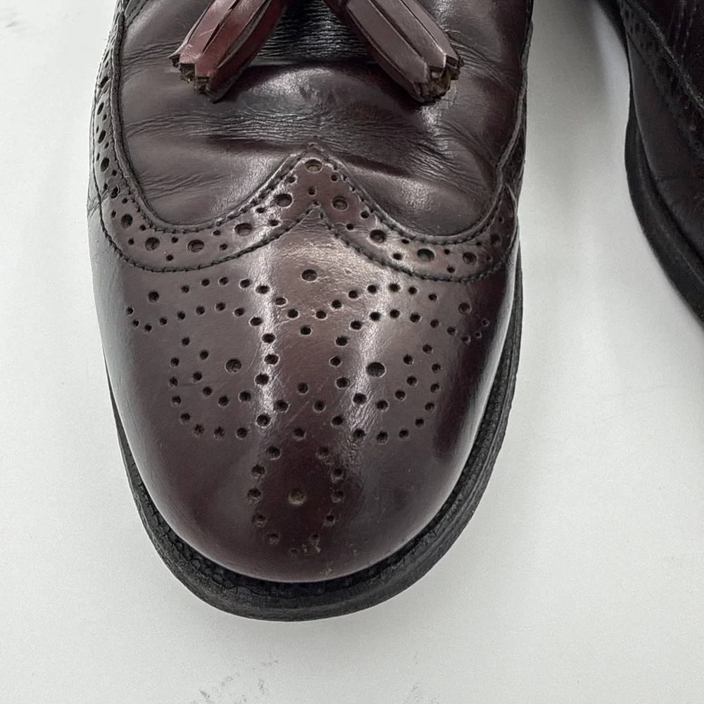 Dexter Mens 10.5 Burgundy Leather‎ Tassel Loafer Shoes Wingtip Brogue Design